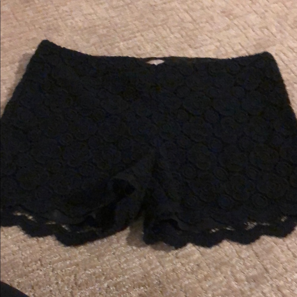 Banana Republic High Waist Black Shorts with Scalloped Hem
